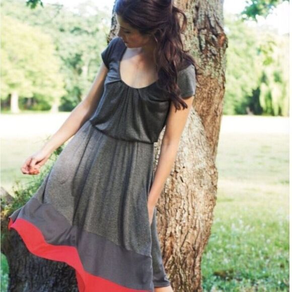 Boden Dresses & Skirts - Boden Women's Gray Napoli Midi‎ Dress Size 8 A-Line Short Sleeve Preppy Classic